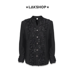 Áo Black with 3D Flower Over Shirt