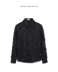 Black Flower Mesh Shirt