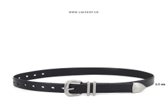 Thắt Lưng Black Buckle Double Loop Leather Belt (2.5cm)