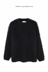 Áo Oversized Black Faux Fur Sweater cx3