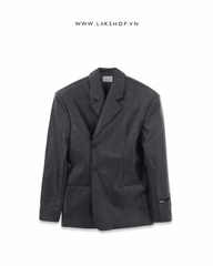 Áo Oversized Faux Leather Crocodile Blazer cx5