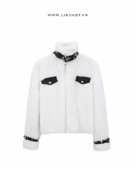 Áo 2IN1 Faux Fur White with Black Denim Jacket (Mặc được 2 mặt) cx1