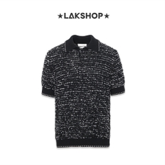 Áo TB Tweed Black Knit Polo Shirt