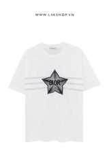 Djor Crystal Star Embroidered T-Shirt in White  cx2