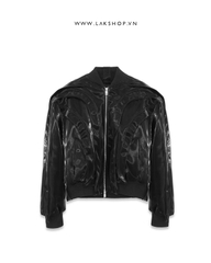 Faux Leather Light Black Pleated Jacket cs2