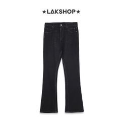 Quần Black Waxed Coating Denim Flared