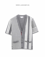 Áo TB Grey Stripe Cotton 4-Bar Short Sleeve Cardigan