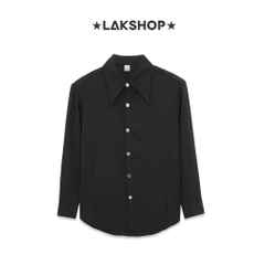 Áo Black Big Collar with Silver Button Shirt