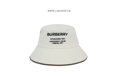 Burb3rry Horseferry Logo Embroidered Bucket Hat in Natural