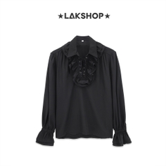 Áo Black Vintage With Puffy Sleeves Shirt