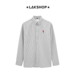Áo A de Coeur's Heart Grey Stripe Oxford Shirt