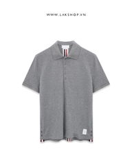 TB Grey Cotton Pique Center Back Stripe Polo