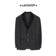 Áo Black Velvet Neck Two Button Wool Blazer