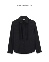 Black Pleated Panel Formal Shirt