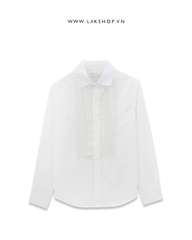 Áo White Pleated Panel Formal Shirt
