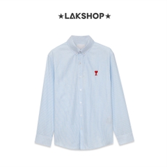 Áo Blue A de Coeur's Heart Blue Stripe Oxford Shirt