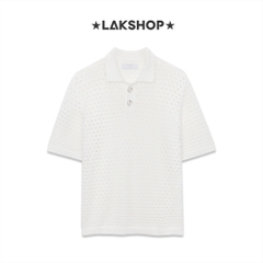 Áo O*clock Button White Mesh Knit Polo Shirt