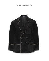 Áo Black Gold Trim Double Breasted Blazer cx3
