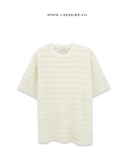 Áo Oversized White Stripe Embossed Pattern T-shirt