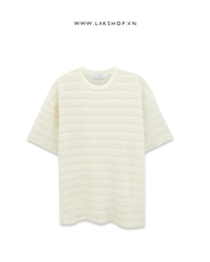 Oversized White Stripe Embossed Pattern T-shirt