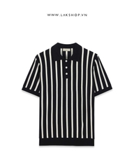 Black & White Sripe Knit Polo