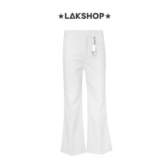 Quần White Flared Pants with Chain
