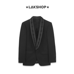 Áo Black Wool Blend with Silk Lapel Blazer