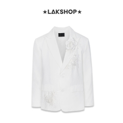 Áo White 3D Flower Blazer