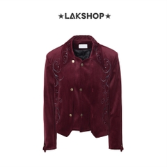 Áo Red Velvet Embroidered Baroque Jacket