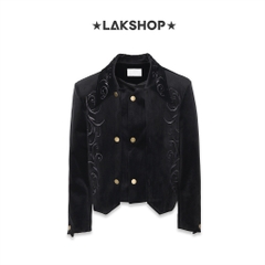 Áo Black Velvet Embroidered Baroque Jacket
