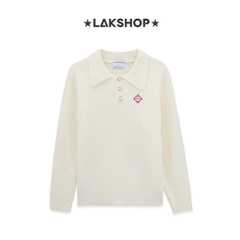 Áo Casa White Column Knit Polo Shirt