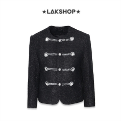 Áo Bling Bling Black Tweed with Pearl Jacket