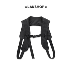Áo Black Buckle Detail Leather Waistcoat