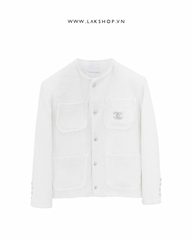 Áo White Bling Pocket Tweed Jacket cs3