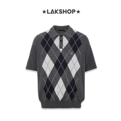 Áo Grey Plaid Polo Shirt