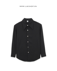Áo Black Big Collar with Silver Button Shirt