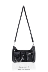 Black 3 Pocket with chain Shoulder Bag
