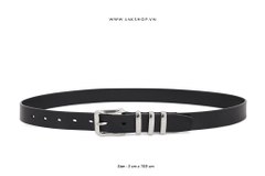 Thắt Lưng 3 Sọc Black Beveled Cutting Leather Belt(3cm)