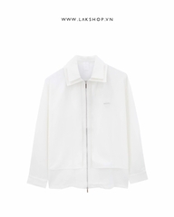 Áo Oversized White Double Zipper Shirt
