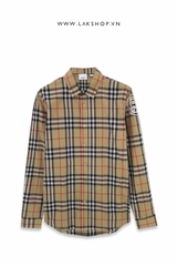 Burb3rry Logo Print Sleeve Check Shirt