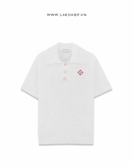 Casa Checked Yoke Boucle Polo in White