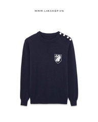 Áo Navy Embroidered with Button Crewneck Sweater cx2