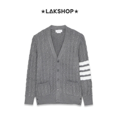 Áo TB Grey 4-Bar Cable Knit Cardigan
