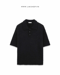 Áo Black Knitted Polo Shirt