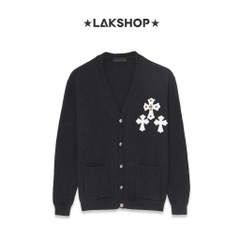 Áo C.H 3 Cross Leather Logo Black Cardigan