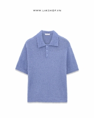 Áo Blue Knitted Polo Shirt
