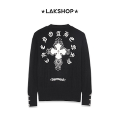 Áo C.H Embroidered Cross Logo Black Cardigan