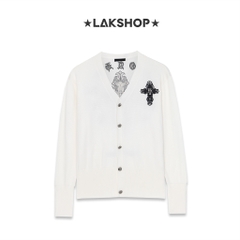 Áo C.H Embroidered Cross Logo White Cardigan