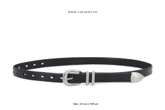 Black Leather Silver-tone Buckle Belt