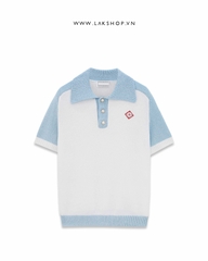 Casa Colour Block Boucle Polo Shirt in Blue